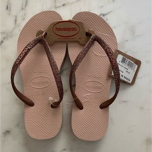 Havaianas Slim Flatform In Sparkle Rose